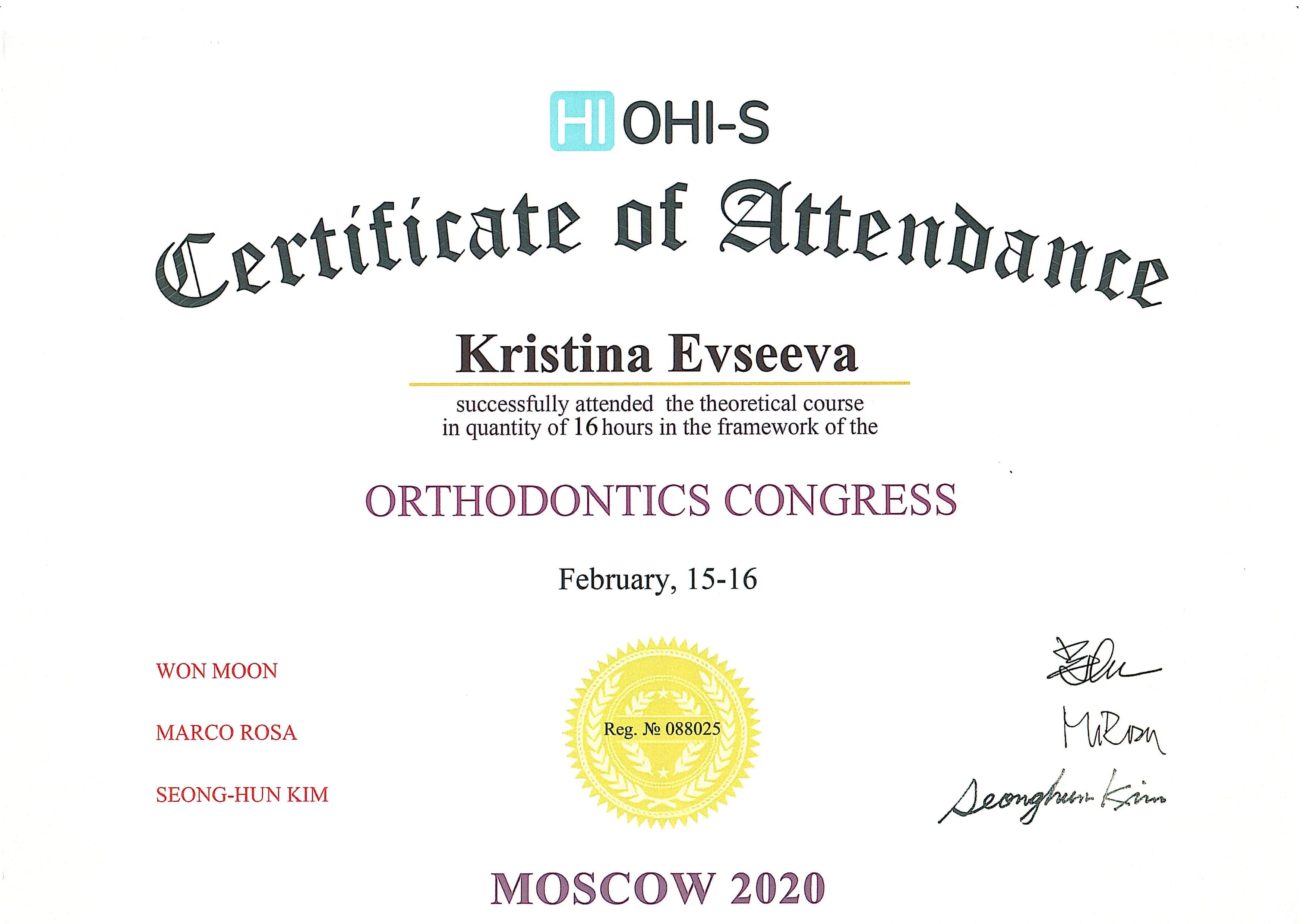 2020 – "Orthodontics congress"
